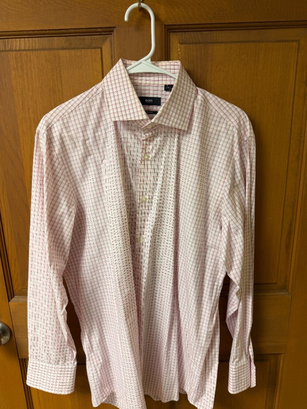 Hugo Boss Men's Light Pink & White Checkered-Size 16 32/33 In Great Shape